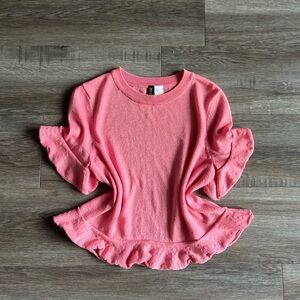 H&M Pink Short Sleeve Ruffle Crop Top